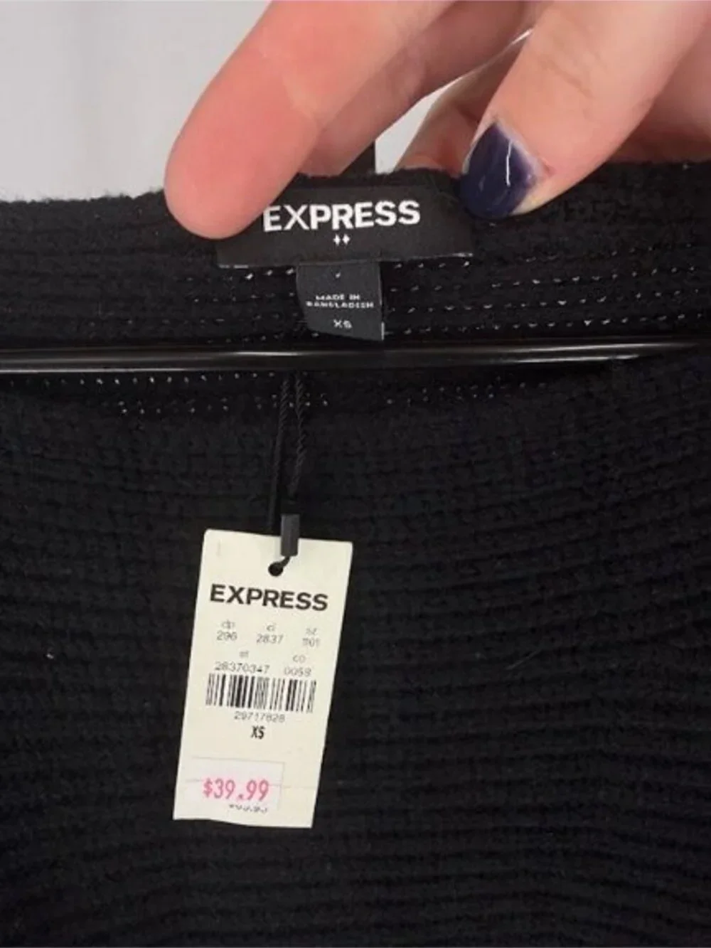 Express Black Ribbed Boat Neck Asymmetrical Sweater